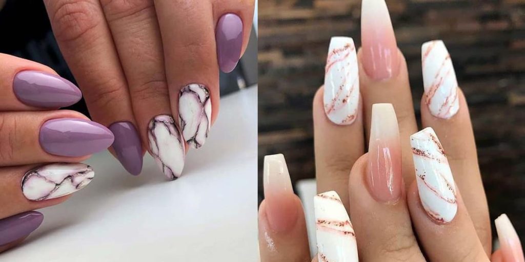 ongle effet marbre